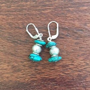 Turquoise and Real silver earrings